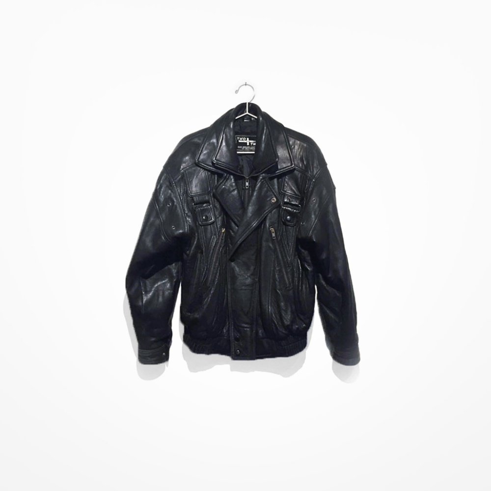 Two Plus Two Vintage Leather Motorcycle Jacket